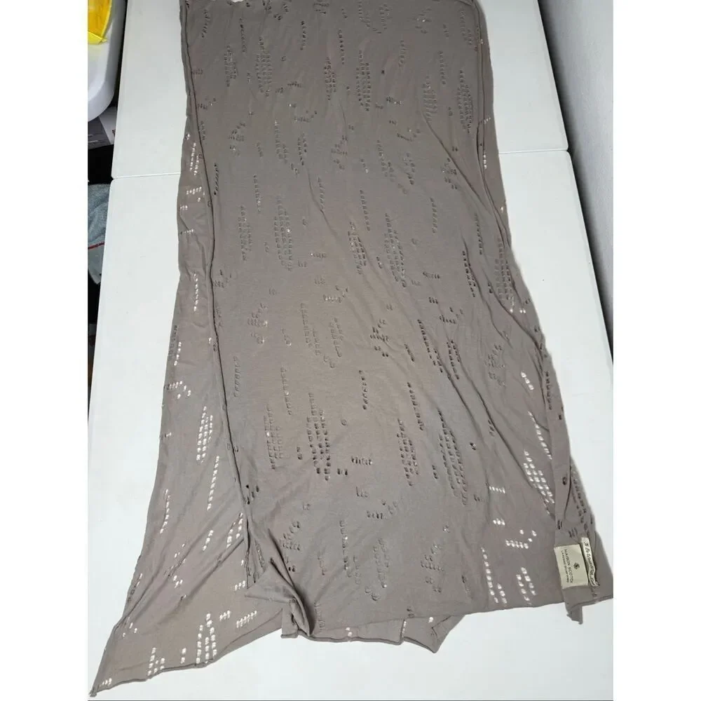 Rare Maison Scotch Distressed Lagenlook Bohemian Scarf 21”X 86” Cacao